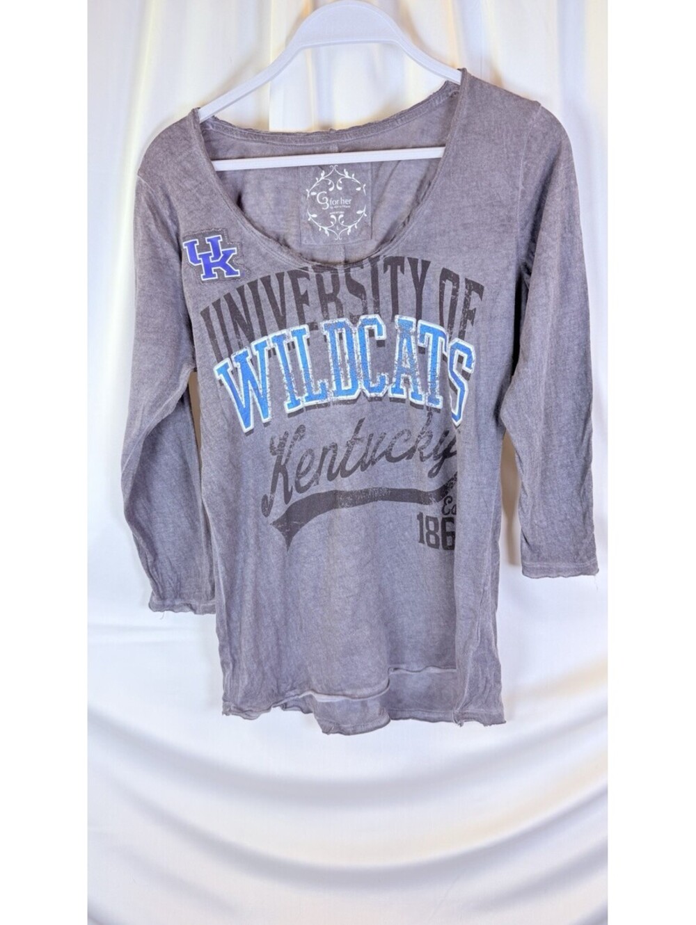 G FOR HER University Of Kentucky Wildcats UK LONG SLEEVE Scoop Neck T Shirt L